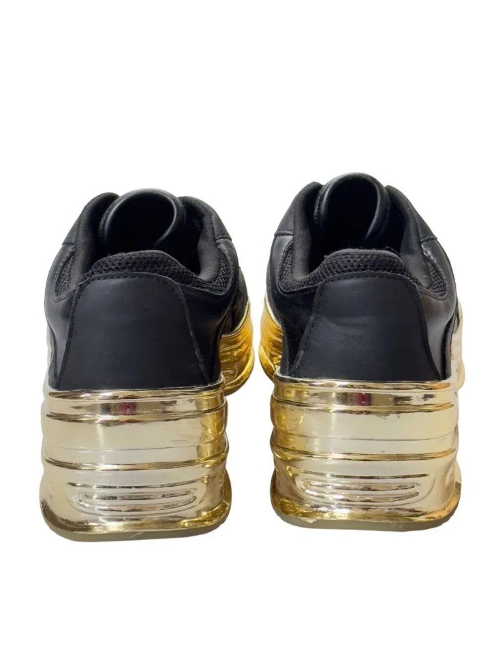 CAPE ROBBIN Attitude C Womens Shoes Black Faux Leather Sneakers Gold-tone Size 9